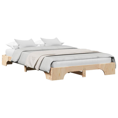 Bed Frame Natural 140 x 190 cm Solid Pine Wood
