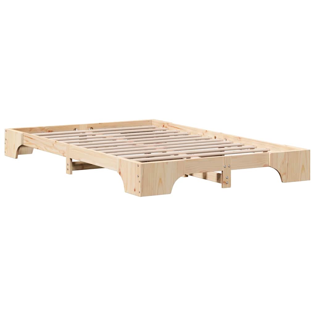 Bed Frame Natural 140 x 190 cm Solid Pine Wood