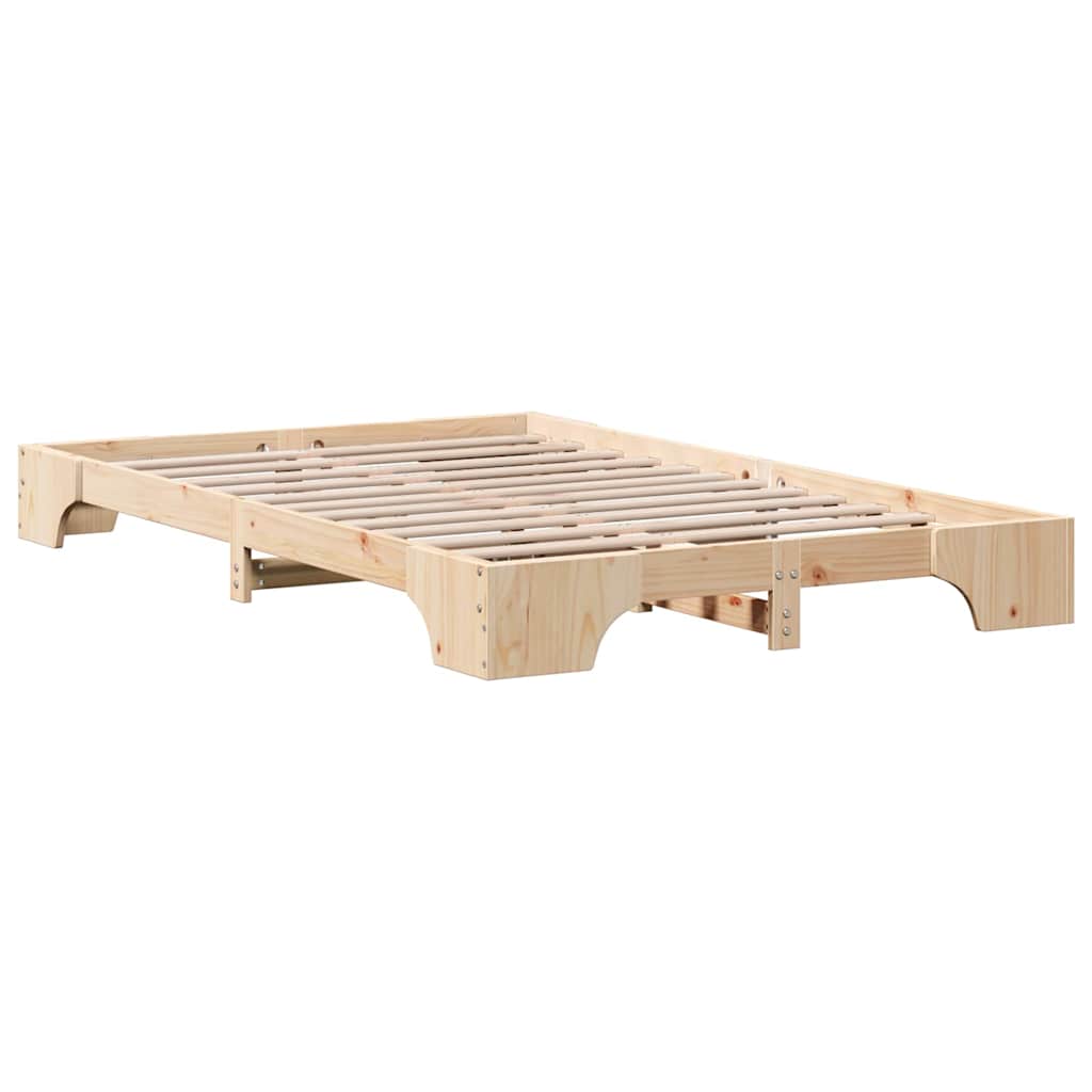 Bed Frame Natural 140 x 190 cm Solid Pine Wood