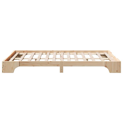 Bed Frame Natural 140 x 190 cm Solid Pine Wood