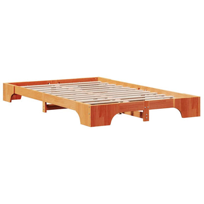 Bed Frame Wax Brown 135 x 190 cm Solid Pine Wood