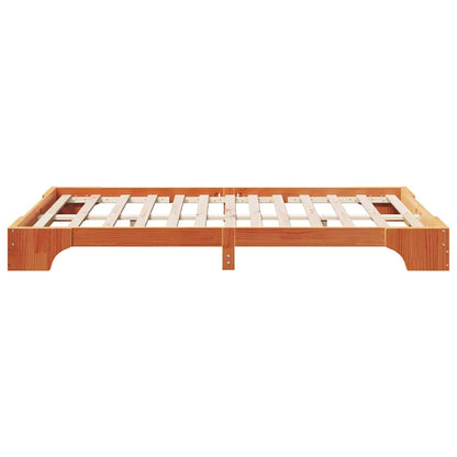 Bed Frame Wax Brown 135 x 190 cm Solid Pine Wood