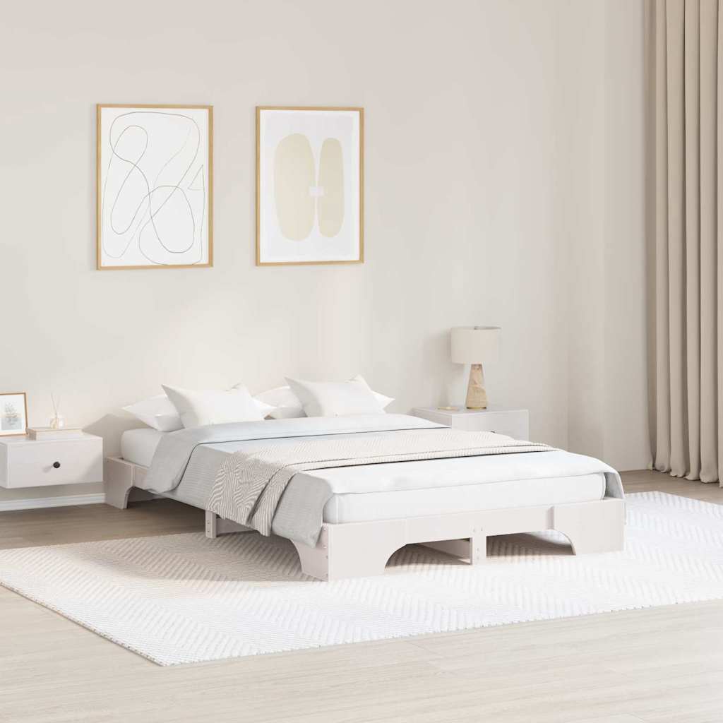 Bed Frame White 120 x 190 cm Solid Pine Wood