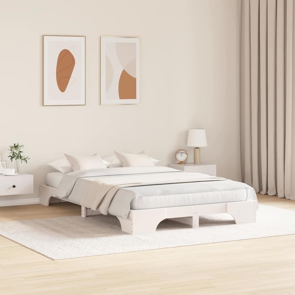 Bed Frame White 120 x 190 cm Solid Pine Wood