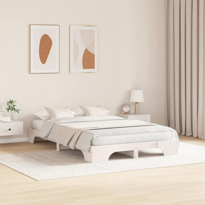 Bed Frame White 120 x 190 cm Solid Pine Wood