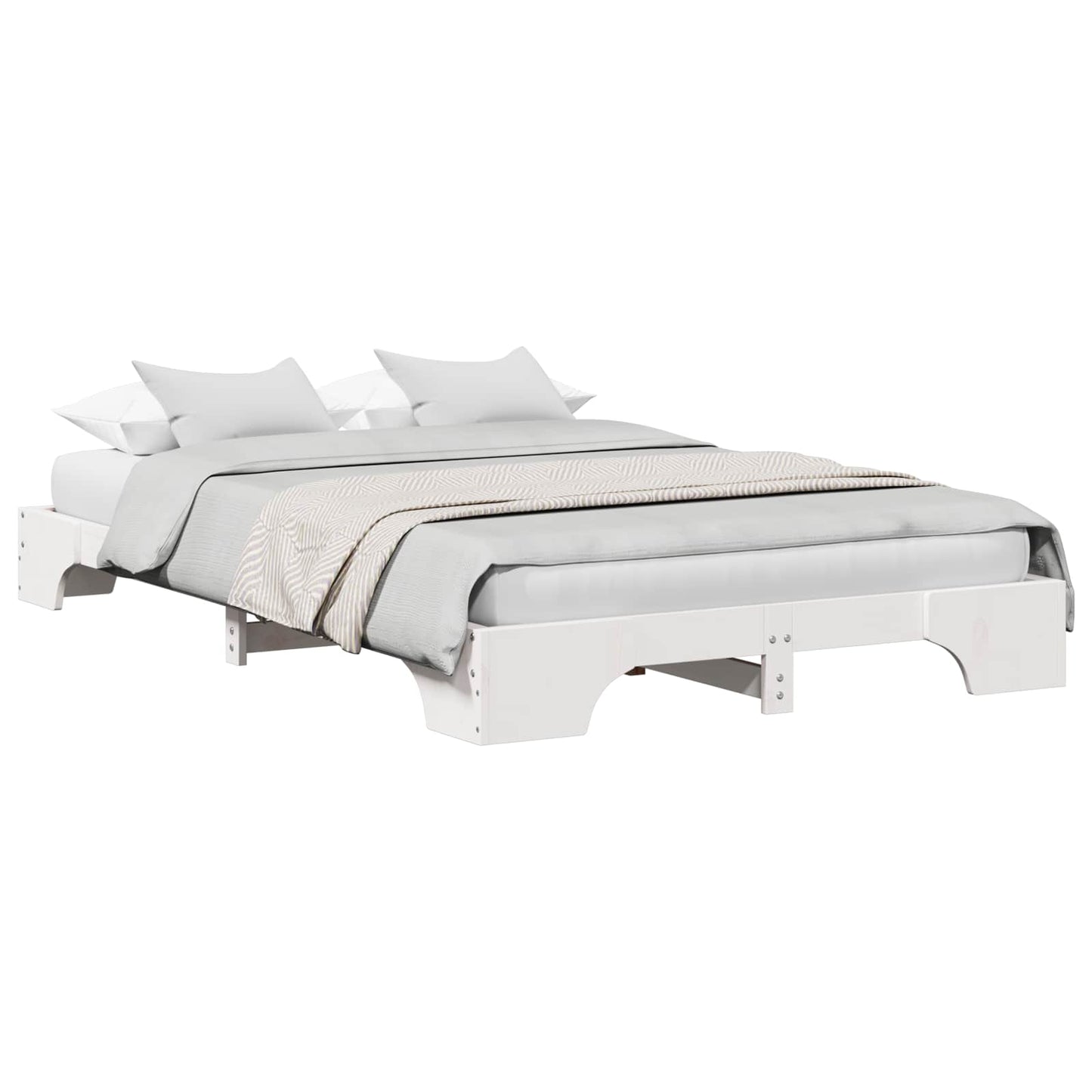 Bed Frame White 120 x 190 cm Solid Pine Wood