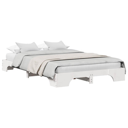 Bed Frame White 120 x 190 cm Solid Pine Wood