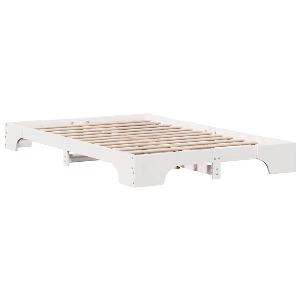 Bed Frame White 120 x 190 cm Solid Pine Wood