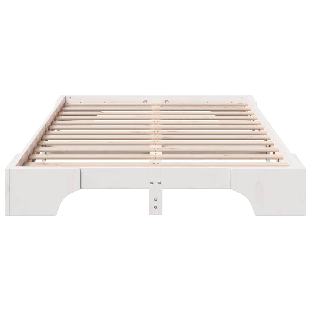 Bed Frame White 120 x 190 cm Solid Pine Wood
