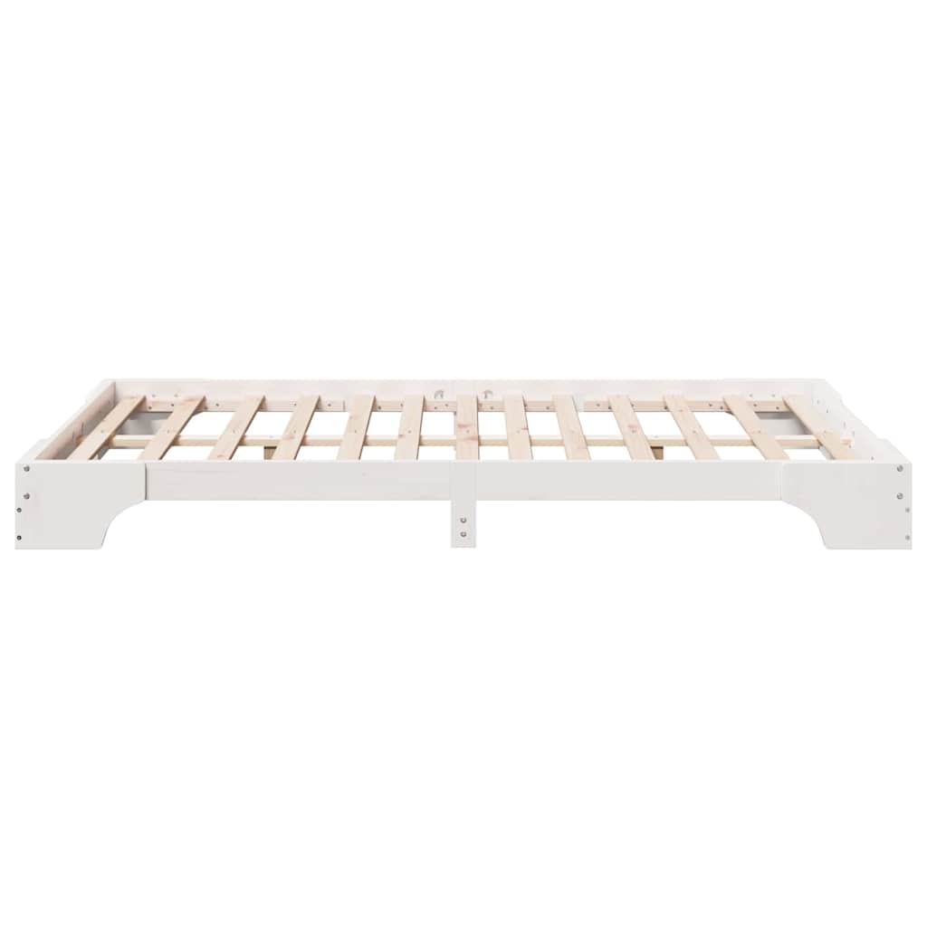 Bed Frame White 120 x 190 cm Solid Pine Wood