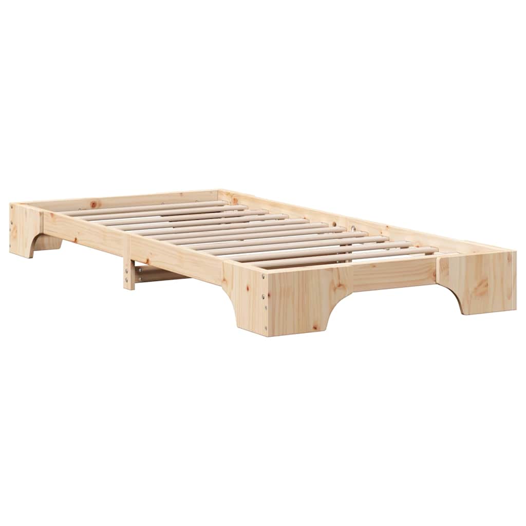 Bed Frame Natural 100 x 200 cm Solid Pine Wood