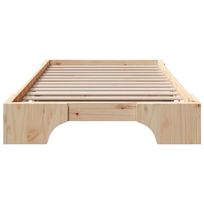 Bed Frame Natural 100 x 200 cm Solid Pine Wood