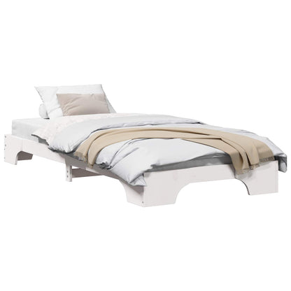 Bed Frame White 100 x 200 cm Solid Pine Wood