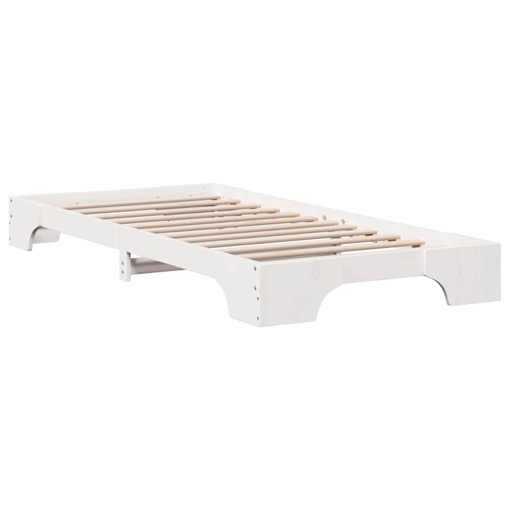 Bed Frame White 100 x 200 cm Solid Pine Wood