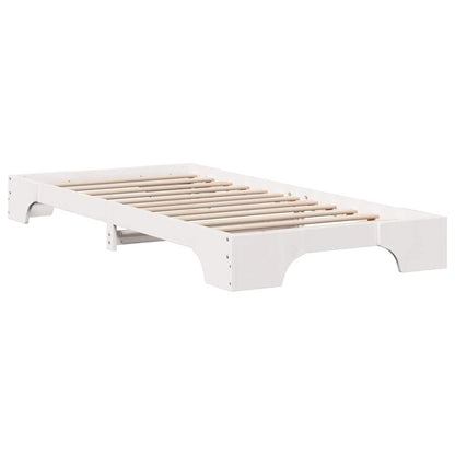 Bed Frame White 100 x 200 cm Solid Pine Wood