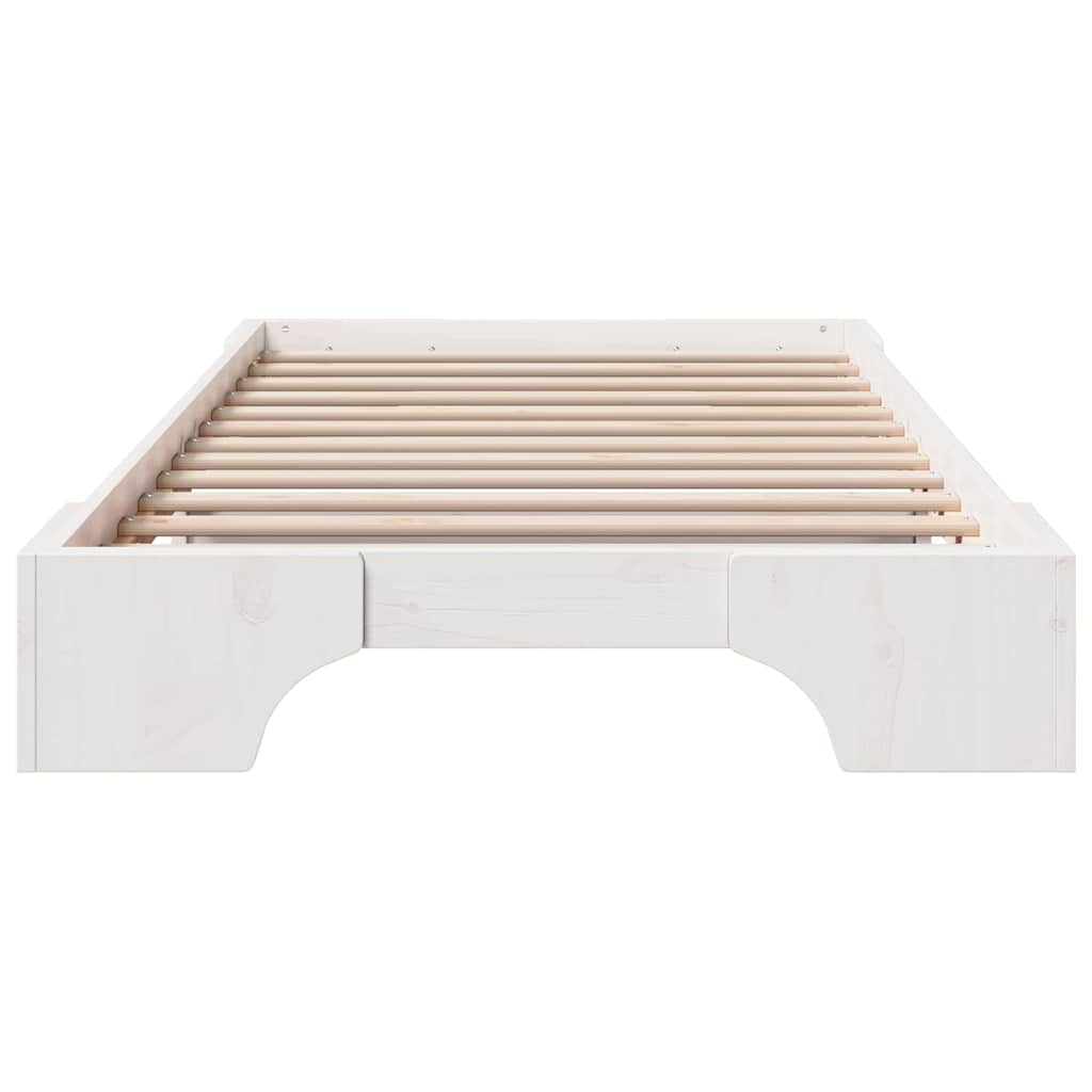 Bed Frame White 100 x 200 cm Solid Pine Wood