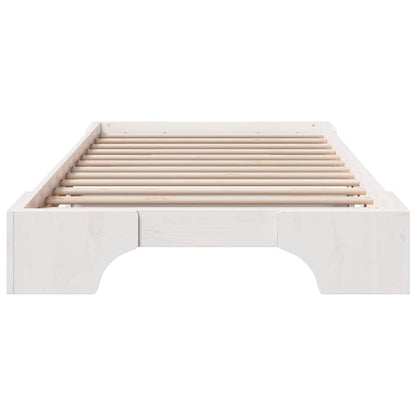 Bed Frame White 100 x 200 cm Solid Pine Wood