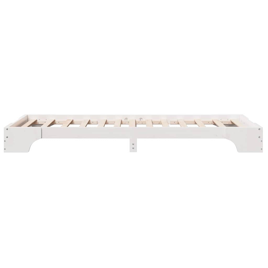 Bed Frame White 100 x 200 cm Solid Pine Wood