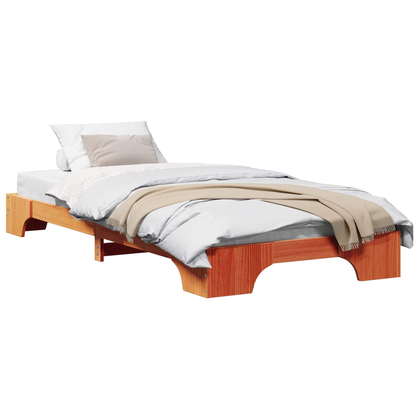 Bed Frame Wax Brown 100 x 200 cm Solid Pine Wood