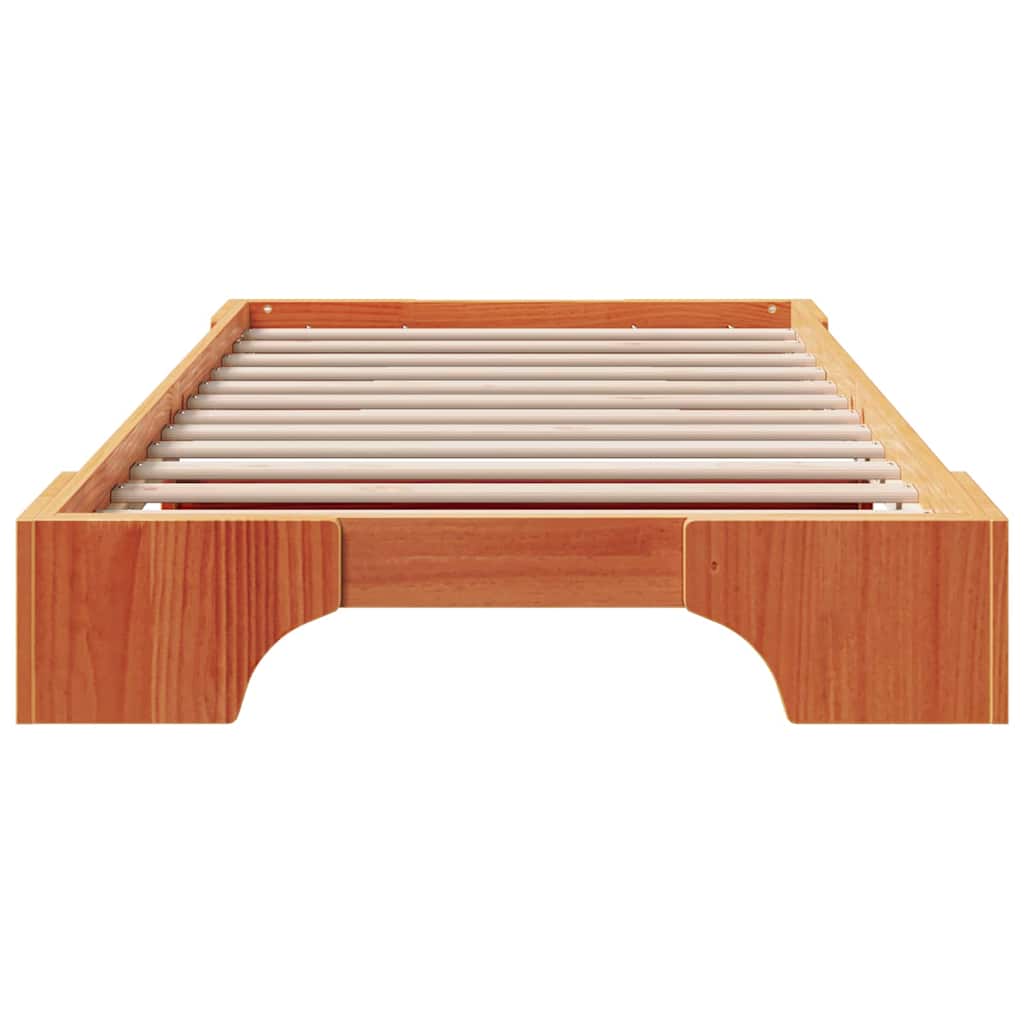 Bed Frame Wax Brown 100 x 200 cm Solid Pine Wood