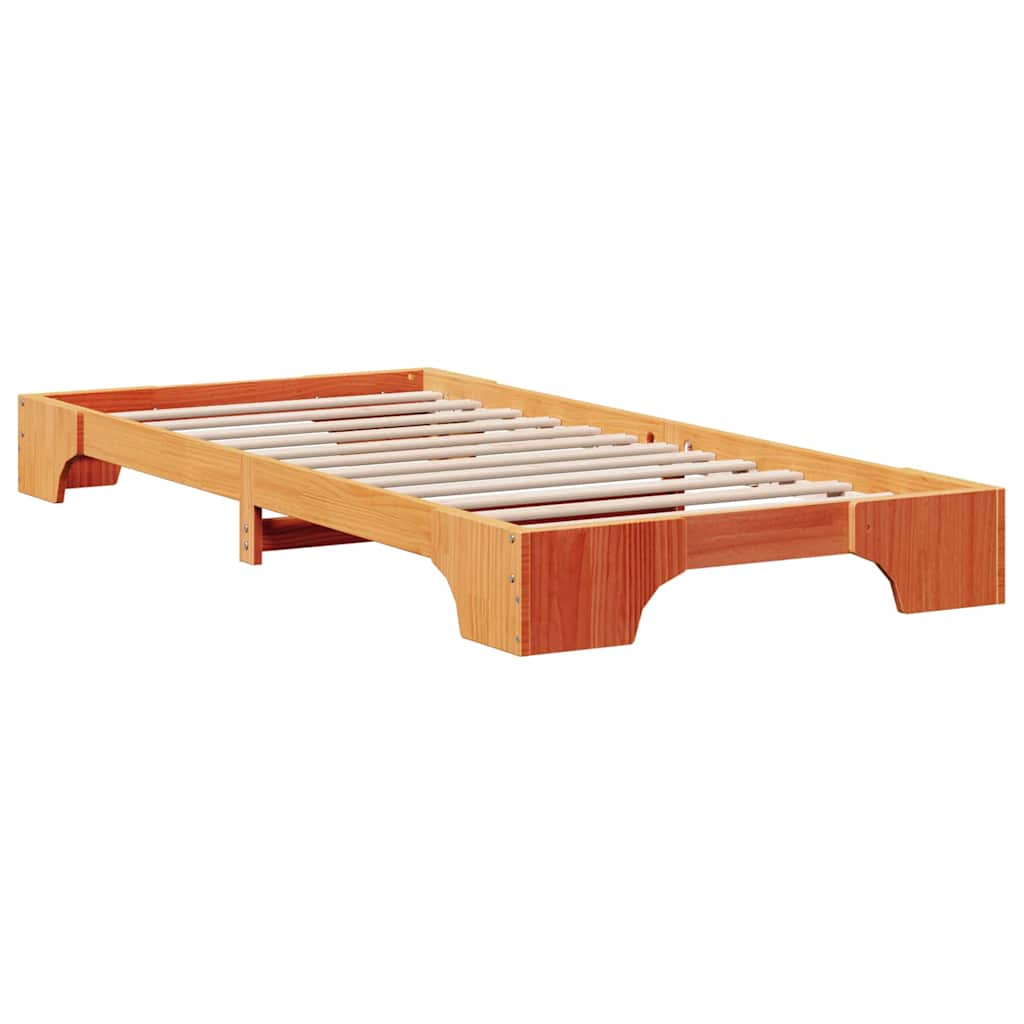 Bed Frame Wax Brown 90 x 200 cm Solid Pine Wood