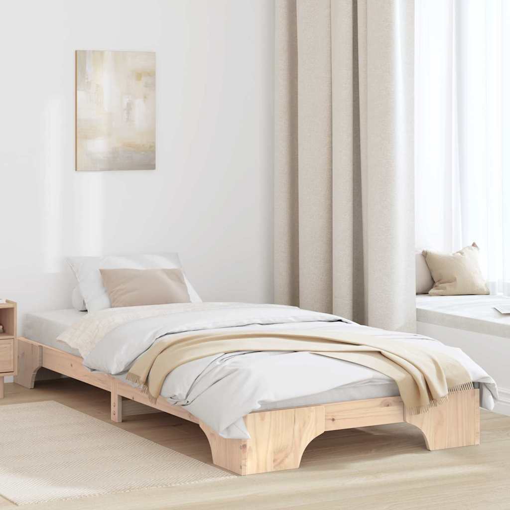 Bed Frame Natural 80 x 200 cm Solid Pine Wood