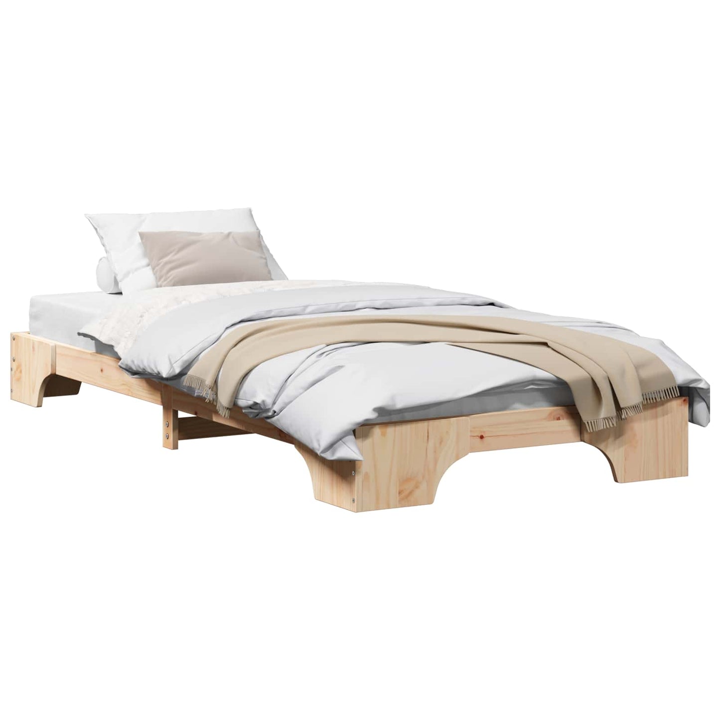 Bed Frame Natural 80 x 200 cm Solid Pine Wood