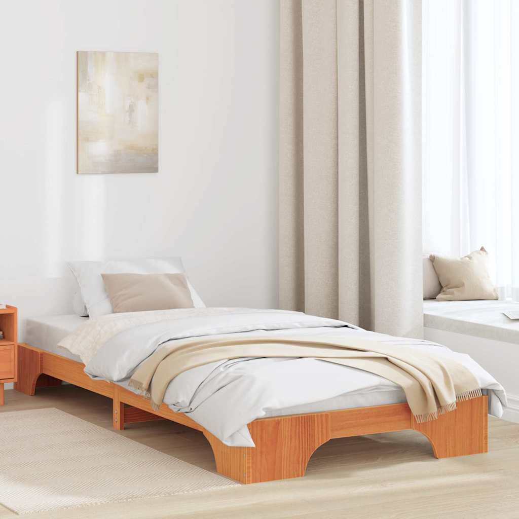 Bed Frame Wax Brown 80 x 200 cm Solid Pine Wood