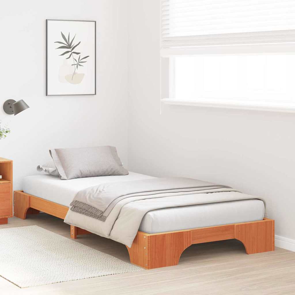 Bed Frame Wax Brown 80 x 200 cm Solid Pine Wood