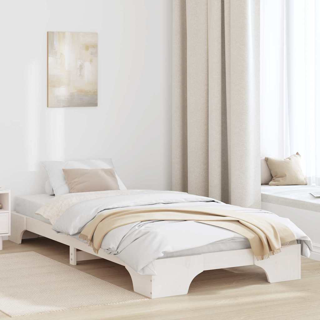 Bed Frame White 75 x 190 cm Solid Pine Wood