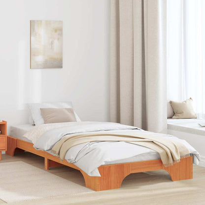 Bed Frame Wax Brown 75 x 190 cm Solid Pine Wood