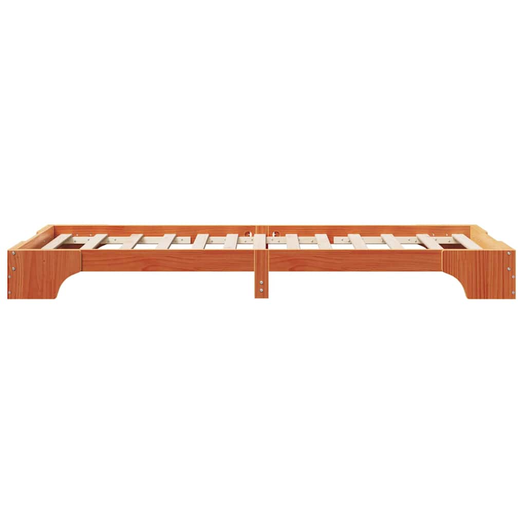 Bed Frame Wax Brown 75 x 190 cm Solid Pine Wood