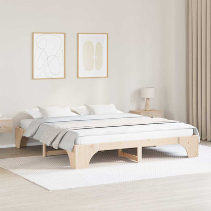 Bed Frame Natural 200 x 200 cm Solid Pine Wood