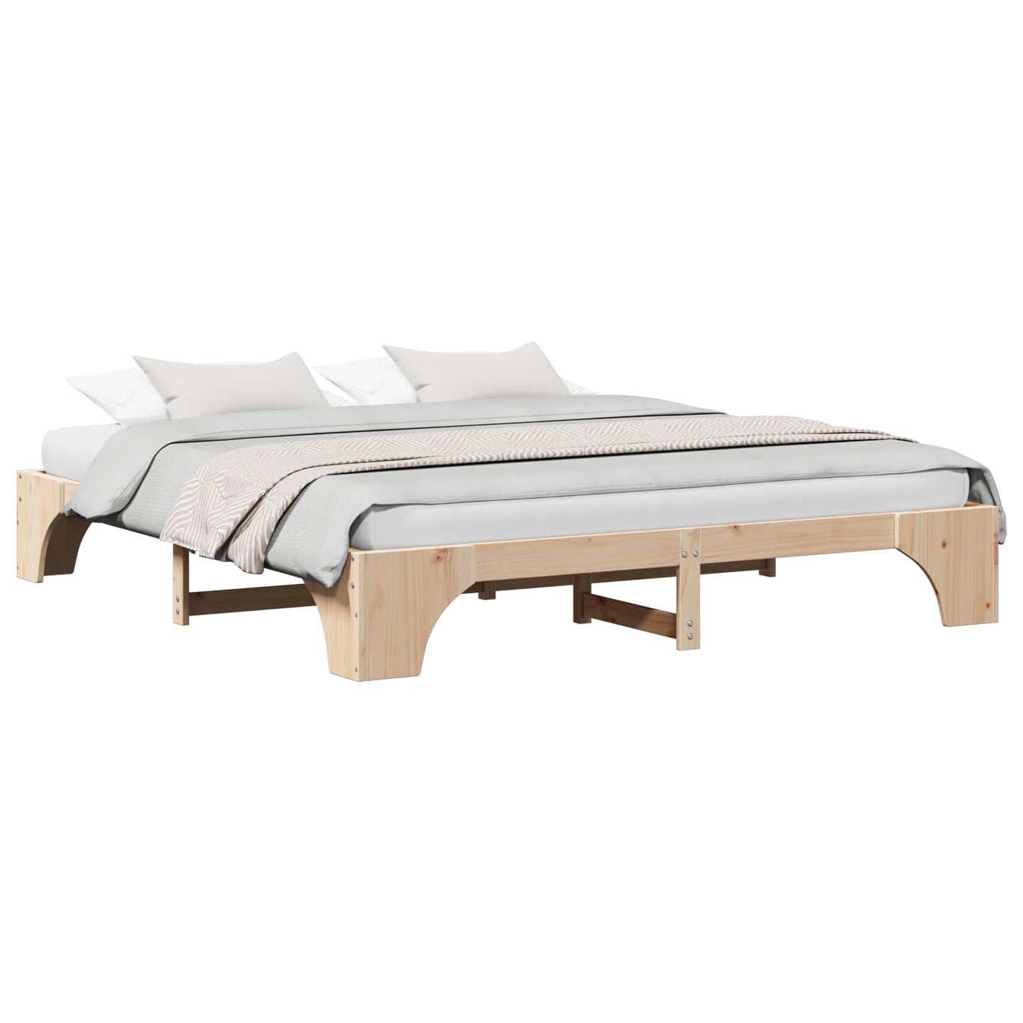 Bed Frame Natural 200 x 200 cm Solid Pine Wood