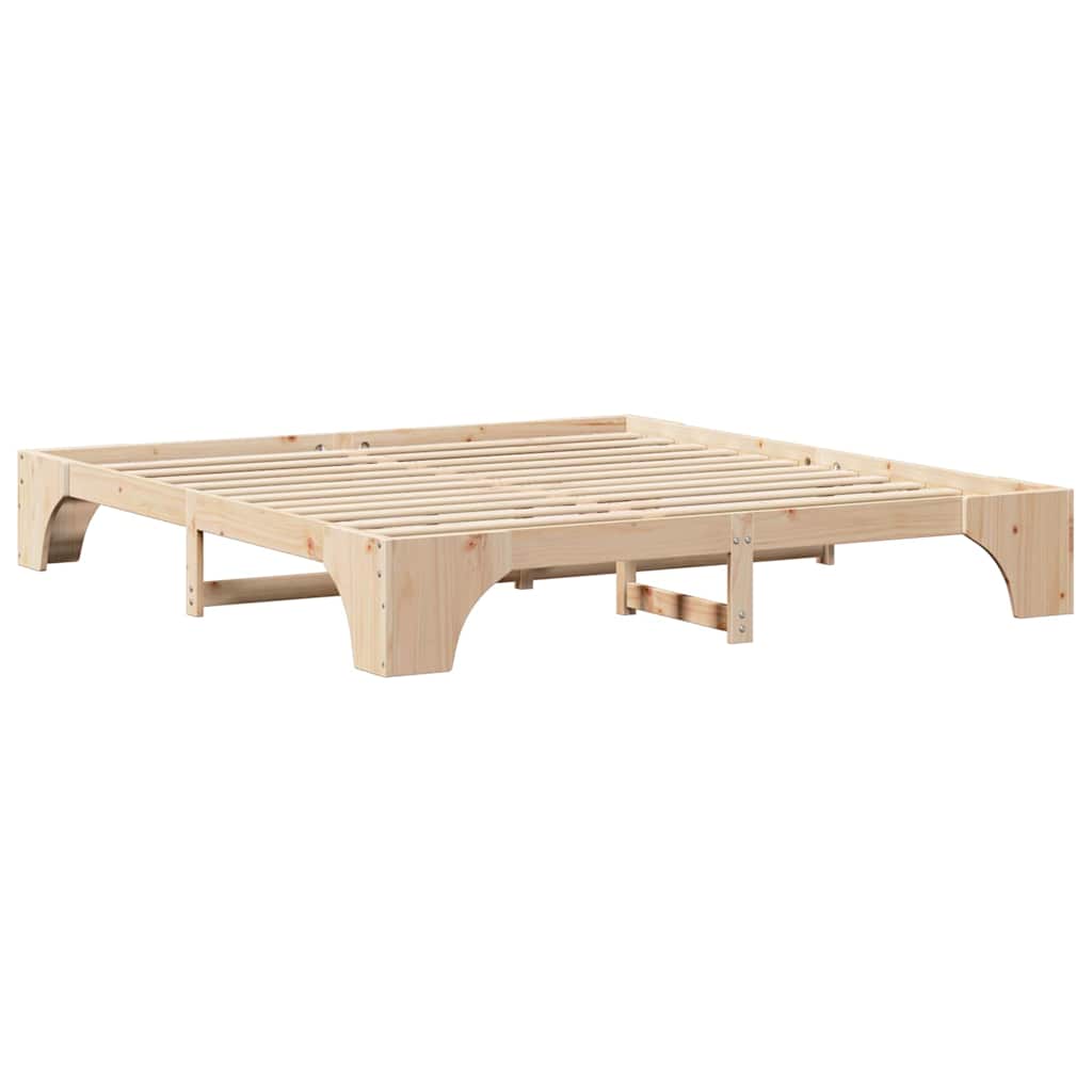 Bed Frame Natural 200 x 200 cm Solid Pine Wood