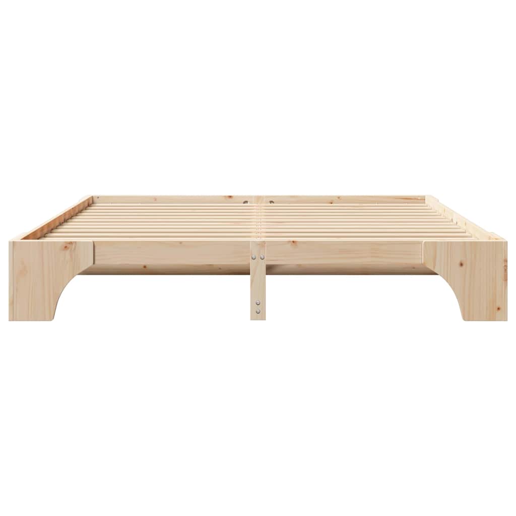 Bed Frame Natural 200 x 200 cm Solid Pine Wood