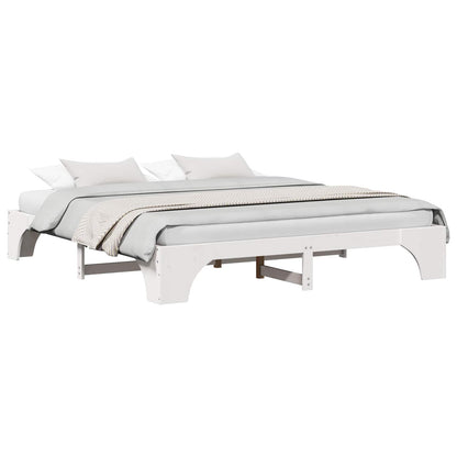 Bed Frame White 200 x 200 cm Solid Pine Wood