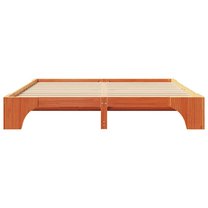 Bed Frame Wax Brown 200 x 200 cm Solid Pine Wood