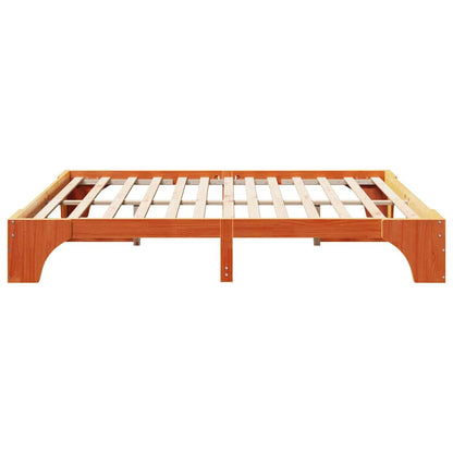 Bed Frame Wax Brown 200 x 200 cm Solid Pine Wood
