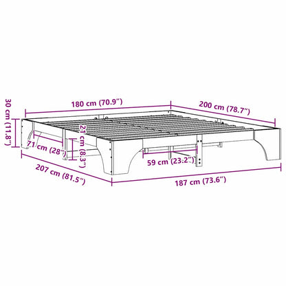 Bed Frame Natural 180 x 200 cm Solid Pine Wood