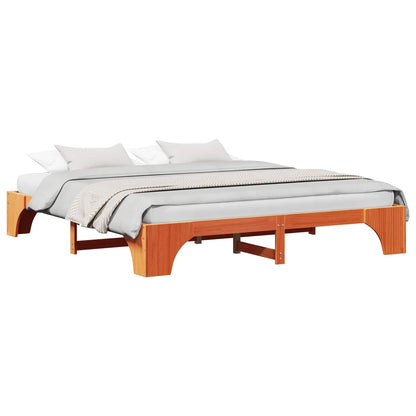 Bed Frame Wax Brown 180 x 200 cm Solid Pine Wood