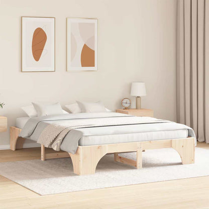Bed Frame Natural 160 x 200 cm Solid Pine Wood