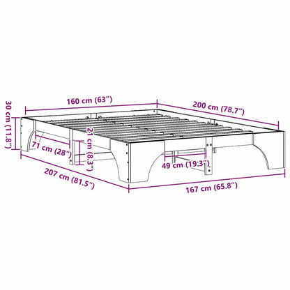 Bed Frame White 160 x 200 cm Solid Pine Wood