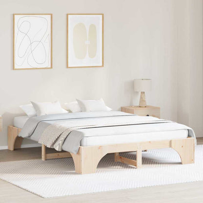 Bed Frame Natural 150 x 200 cm Solid Pine Wood