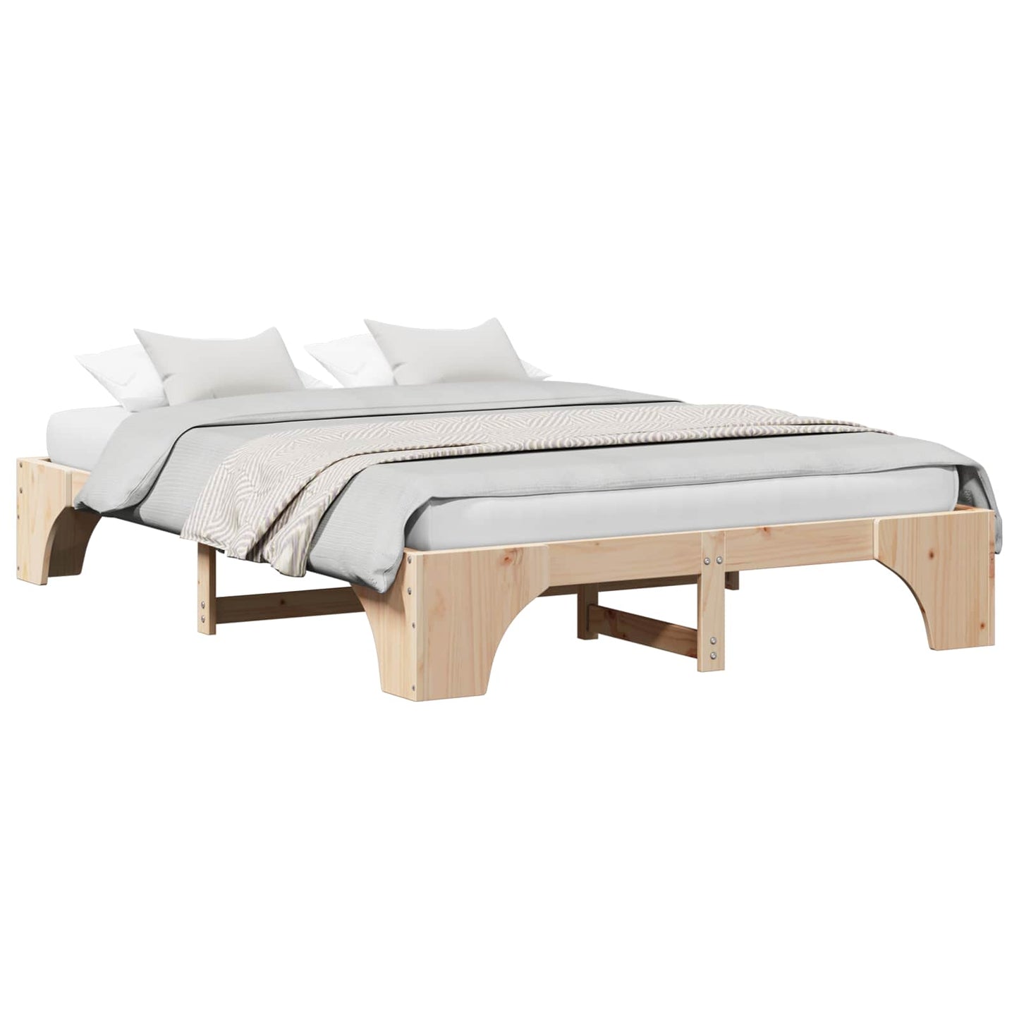 Bed Frame Natural 150 x 200 cm Solid Pine Wood