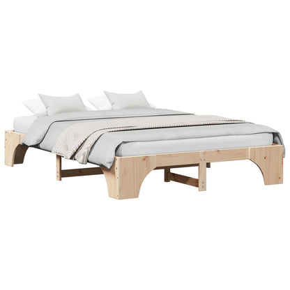 Bed Frame Natural 150 x 200 cm Solid Pine Wood