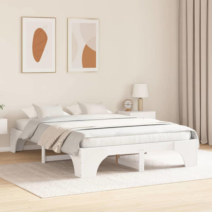 Bed Frame White 150 x 200 cm Solid Pine Wood