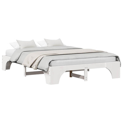 Bed Frame White 150 x 200 cm Solid Pine Wood