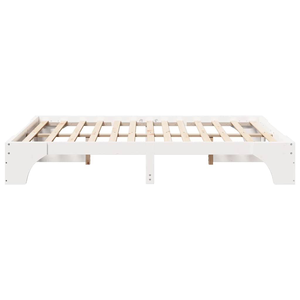 Bed Frame White 150 x 200 cm Solid Pine Wood
