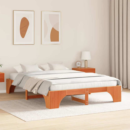 Bed Frame Wax Brown 150 x 200 cm Solid Pine Wood